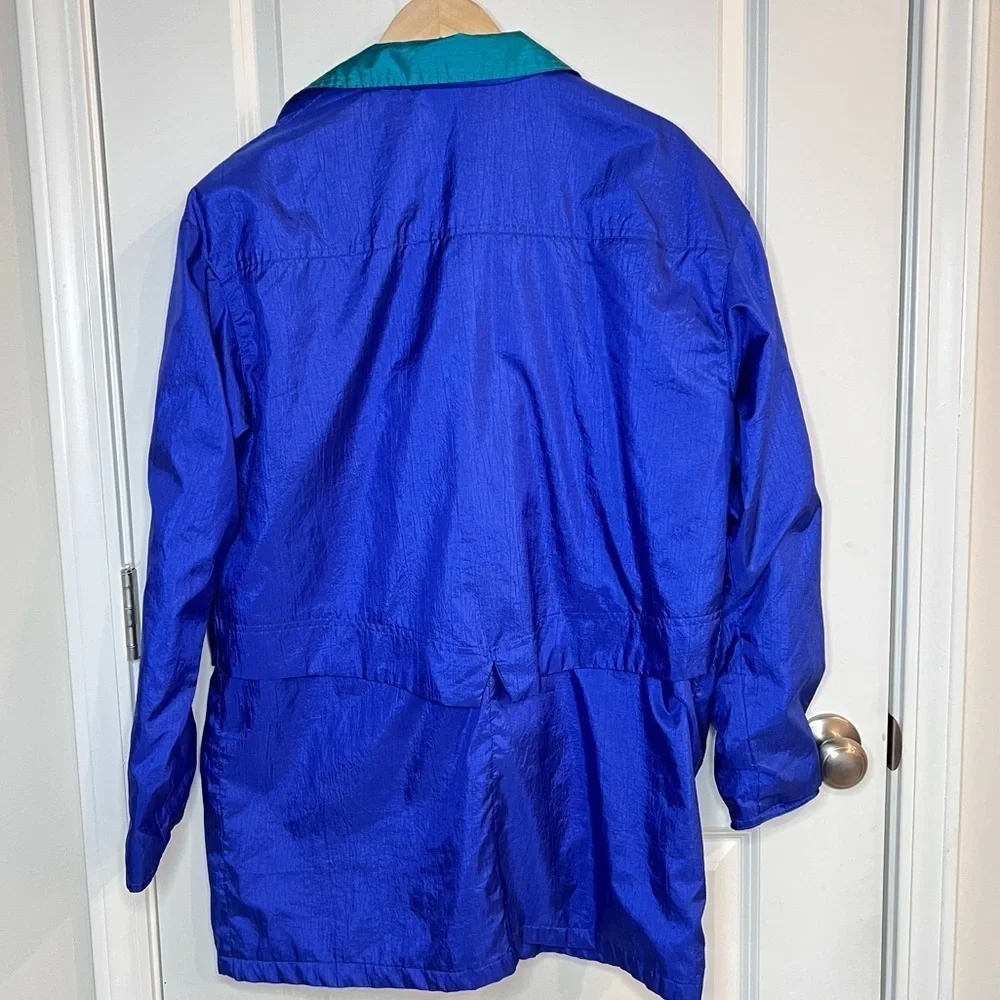 Maggie Sport Vintage Blue & Green Women’s Windbreaker Jacket Sz M